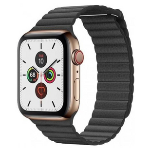 Смарт-годинник Apple Watch 5 4G 44mm Gold/Black Leather Loop (MWQN2) Чорний (Black) 195611 фото