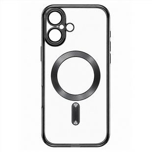 Чохол накладка для iPhone 16 BeCover TPU Chrome Case MagSafe Чорна (Black) 178584 фото
