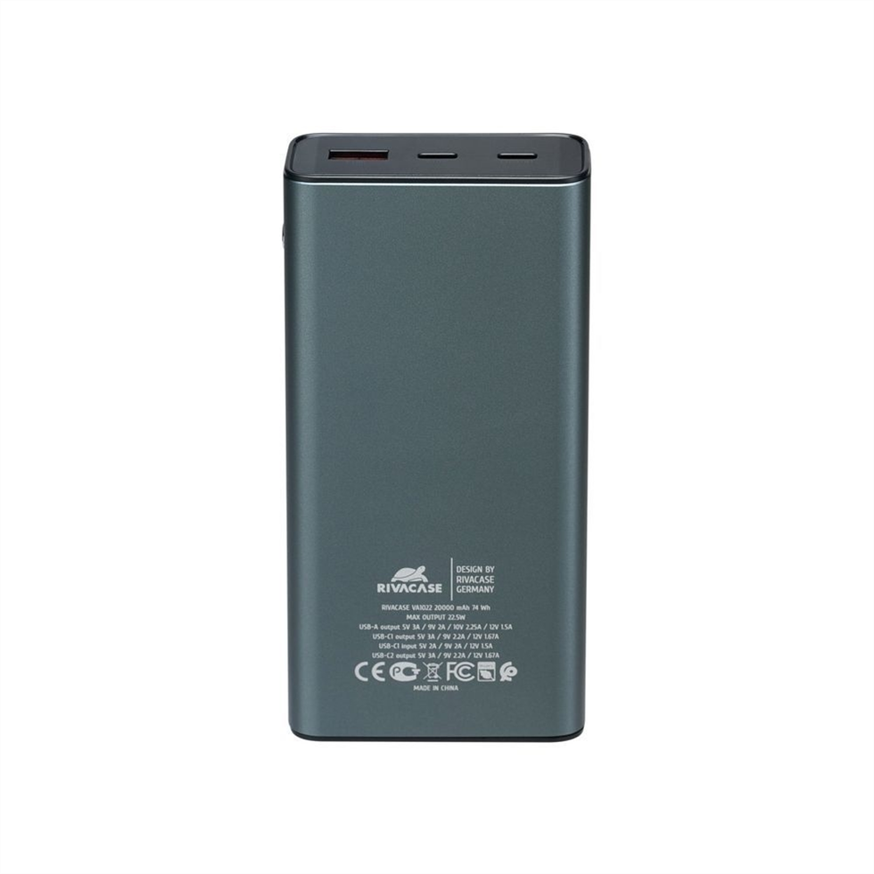 PowerBank 20000mAh Rivacase Rivapower Сірий (Gray) 156386 фото