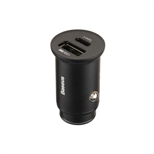 Автомобільний зарядний пристрій Baseus Square Metal PD3.0+QC 4.0 30W Чорний (Black) 102843 фото