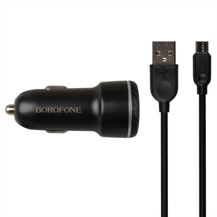 Автомобільний зарядний пристрій Borofone BZ17 QC3.0 18W + кабель Micro-USB Чорний (Black) 104881 фото