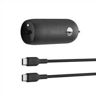Автомобільний зарядний пристрій Belkin 30Вт USB-C PD PPS + кабель Type-C to Type-C 1m Чорний (Black) 192270 фото