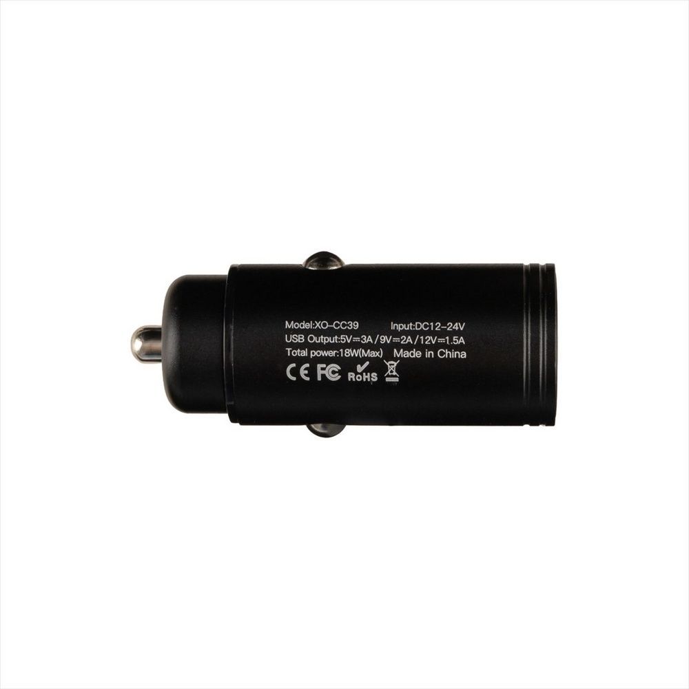 Автомобільний зарядний пристрій XO CC39 single USB QC3.0 18W 3A Чорний (Black) 103158 фото