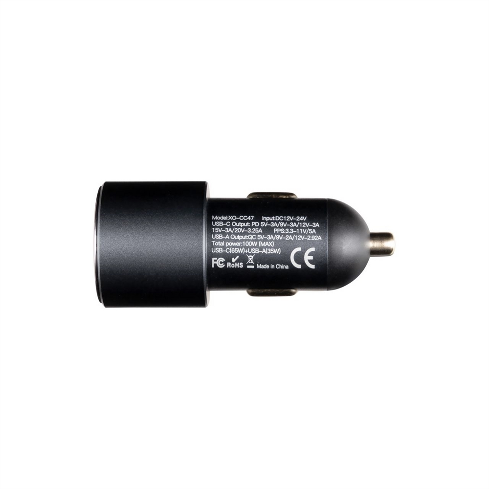 Автомобільний зарядний пристрій XO CC47 Shared USB-A/USB-C QC&PD3.0 100W 3A Чорний (Black) 142035 фото