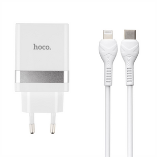 Зарядний пристрій Hoco N21 Pro Tourer 30W 2USB + Type-C + кабель Type-C to Lightning Білий (White) 104217 фото