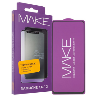 Захисне скло для Tecno 30 MakeFuture Чорне (Black) 133059 фото