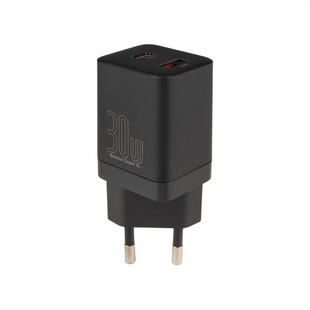 Зарядний пристрій Baseus Super Si Pro Quick Charger Type-C + USB 30W Чорний (Black) 102269 фото