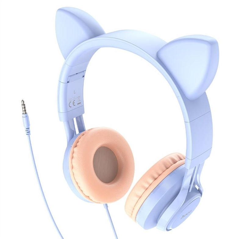 Навушники накладні Hoco W36 Cat Ear Блакитні (Blue Pink) 183114 фото