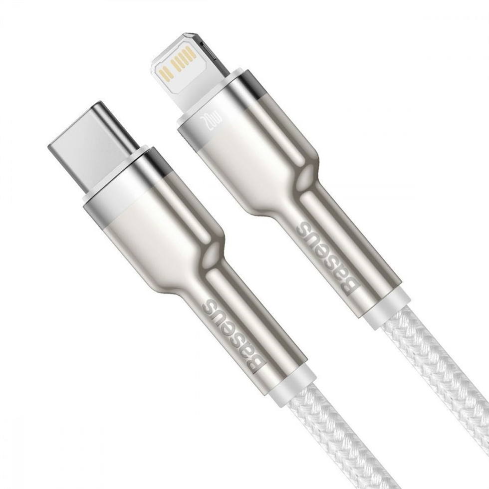 USB кабель Baseus Cafule Metal PD 20W Type-C to Lightning Білий (White) 113204 фото