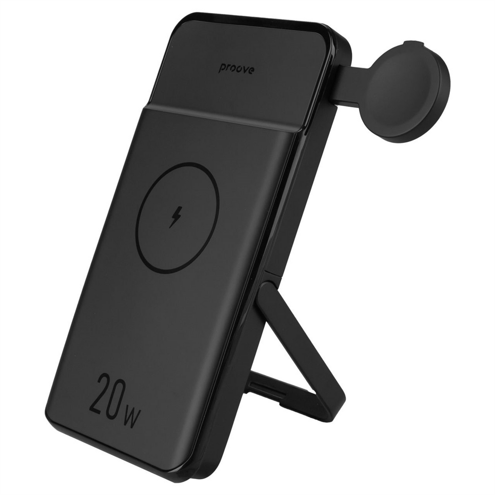 PowerBank 10000 mAh Proove Power Stand 2 in 1 Wireless 20W Чорна (Black) 127524 фото
