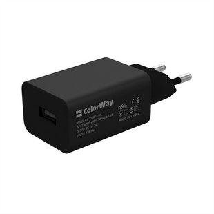 Зарядний пристрій ColorWay (1USBx2A) (CW-CHS012CC-BK) + кабель USB Type-C Чорний (Black) 165843 фото