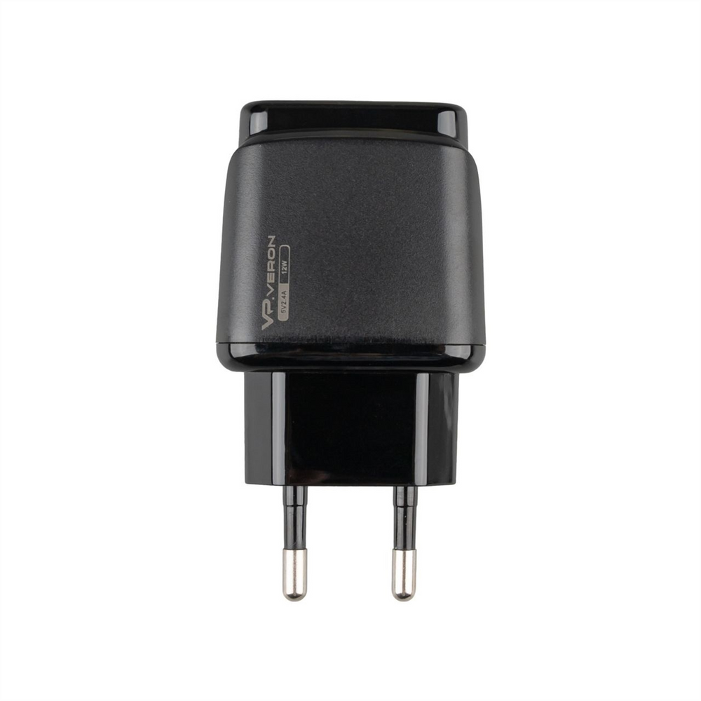 Зарядний пристрій USB Veron VR-C12L 2.4A + кабель Lightning Чорний (Black) 112732 фото