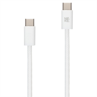 USB кабель Make Nylon Type-C to Type-C 65W 1м Білий (White) 127956 фото