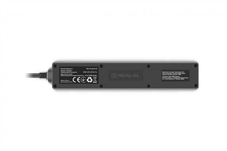 Мережевий фільтр Real-EL RS-Protect M (EL122300030) 5м Чорний (Black) 211034 фото