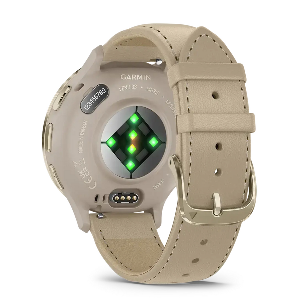 Смарт-годинник Garmin Venu 3S Soft Gold S. Steel Bezel w. French Gray Case and Leather Band (010-02785-55) 197308 фото