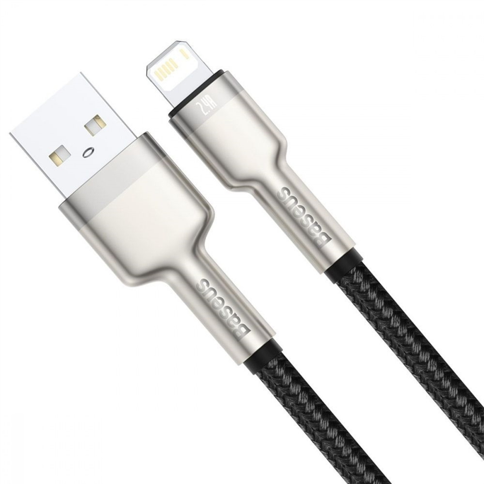 USB кабель Baseus Cafule Series Metal USB to Lightning 2.4A (0.25м) Чорний (Black) 168060 фото