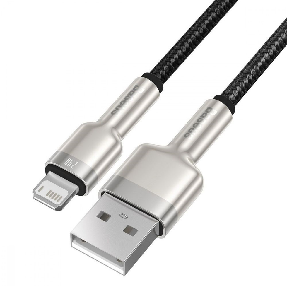 USB кабель Baseus Cafule Series Metal USB to Lightning 2.4A (0.25м) Чорний (Black) 168060 фото