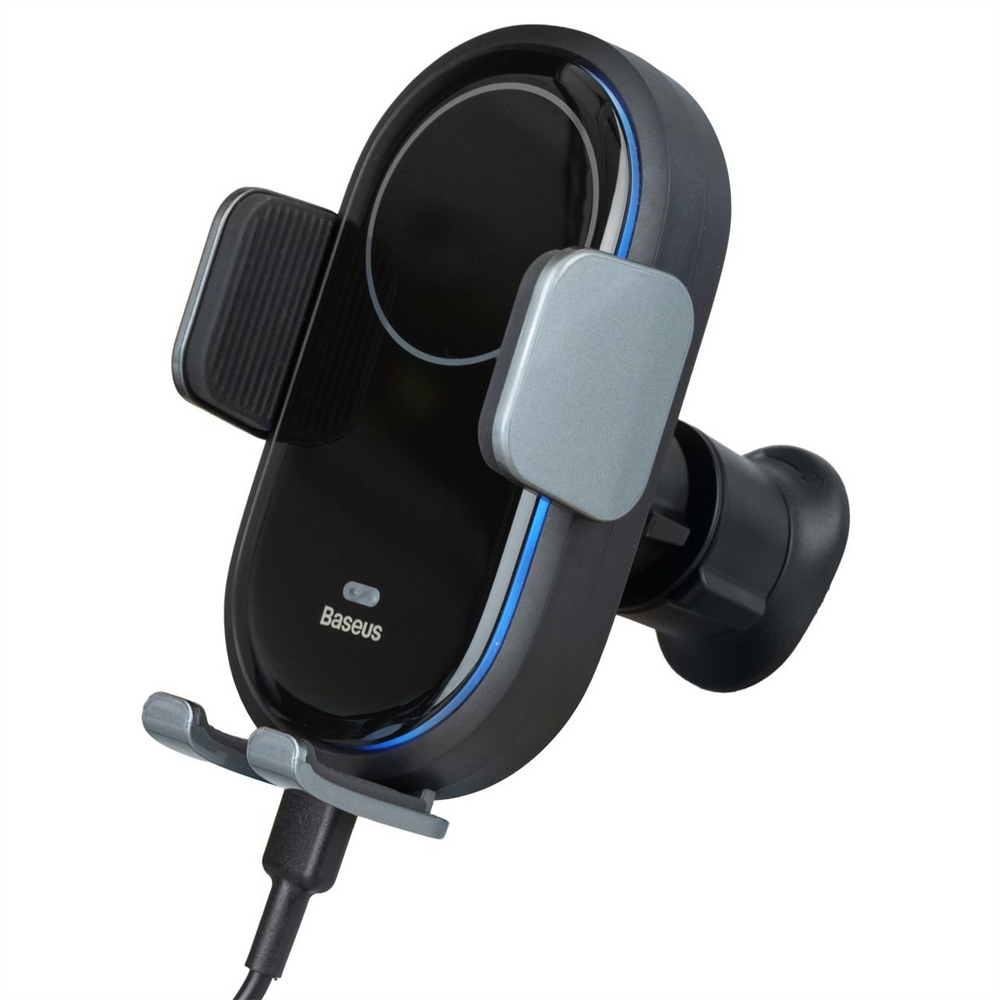 Автотримач Baseus LightChaset 15W з бездротовою зарядкою Чорний (Black) 133755 фото