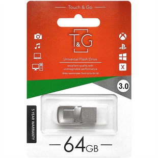 USB Флеш 64Gb T&G 104 USB-A/Type-C Metal Срібна (Silver) 182505 фото