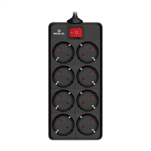 Мережевий фільтр Real-EL RS-8 Protect 1.8м Чорний (Black) 211025 фото