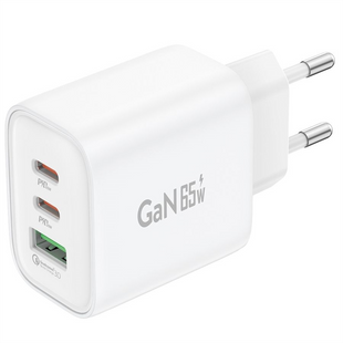 Зарядний пристрій Foneng GaN10 65W (GaN10-EU-CH-TC-W) + кабель USB Type-C Білий (White) 165964 фото