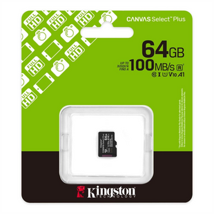 Карта пам`яті MicroSDXC Kingston Canvas Select Plus 64GB UHS-I Class 10 R150MB/s (SDCS3/64GBSP) 197134 фото