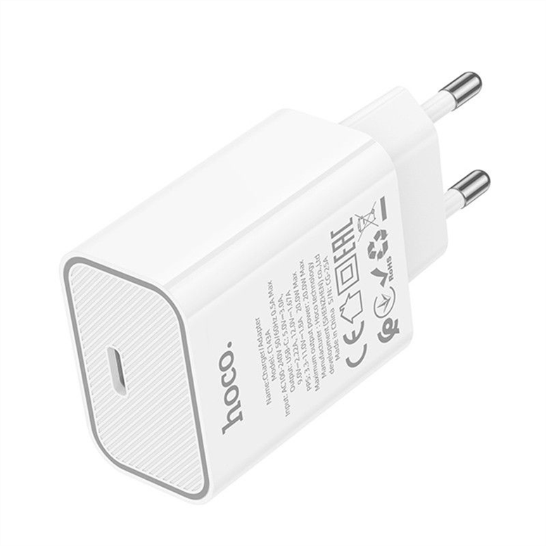 Зарядний пристрій Hoco C143A Benefit PD20W (1USB-C) Білий (White) 166400 фото