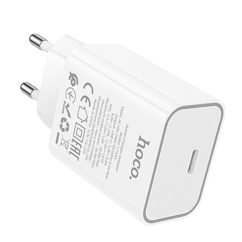 Зарядний пристрій Hoco C143A Benefit PD20W (1USB-C) Білий (White) 166400 фото