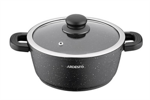 Каструля зі скляною кришкою Ardesto Gemini Anzio 1.2л AR2412GE Чорна (Black) 156756 фото