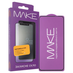 Захисне скло для Motorola G14 MakeFuture Чорне (Black) 126206 фото