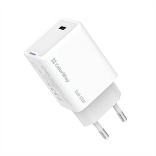 Зарядний пристрій ColorWay GaN Mini 65W PD Port PPS USB-C (CW-CHS049PD-WT) Білий (White) 165994 фото
