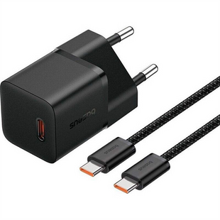 Зарядний пристрій Baseus GaN5 Fast Charger (mini) PD20W (1USB-C) + кабель Type-C to Type-C Чорний (Black) 166318 фото