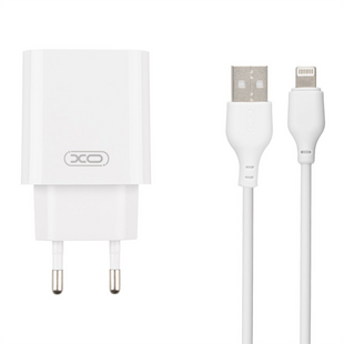 Зарядний пристрій XO L103 QC3.0 18W + кабель Lightning 3A Білий (White) 112783 фото