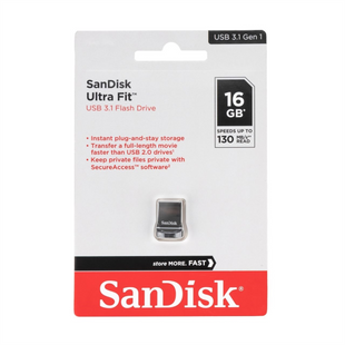 USB Флеш SanDisk Ultra Fit USB 3.1 16Gb Чорна (Black) 72620 фото