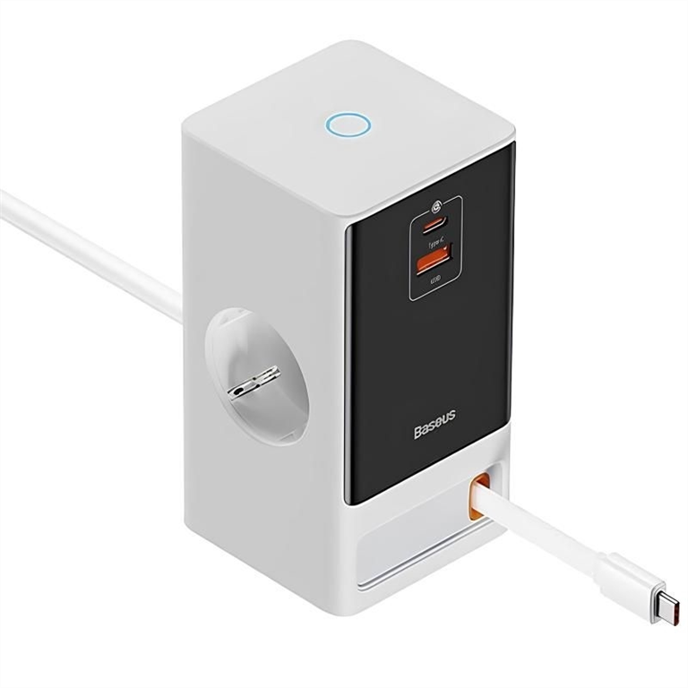 Зарядний пристрій Baseus PowerCombo 65W (2 AC + USB + USB-C) + кабель Type-C 1.5м Чорний (Black) 113662 фото