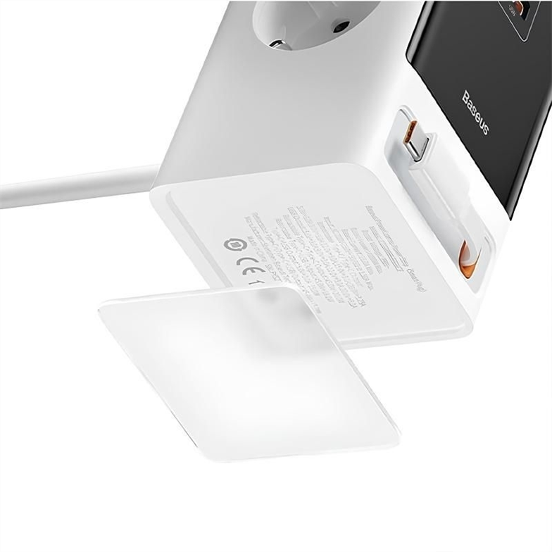 Зарядний пристрій Baseus PowerCombo 65W (2 AC + USB + USB-C) + кабель Type-C 1.5м Чорний (Black) 113662 фото