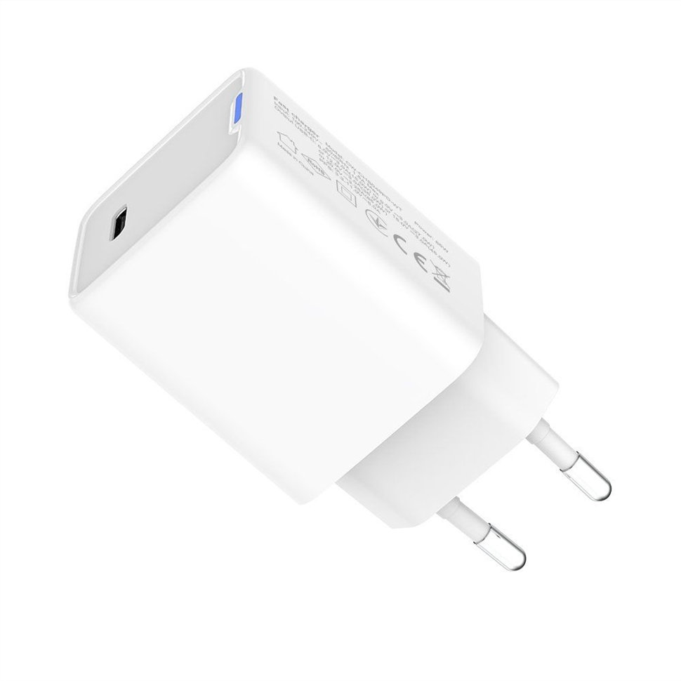 Зарядний пристрій ColorWay GaN Mini 65W PD Port PPS USB-C (CW-CHS049PD-WT) Білий (White) 165994 фото