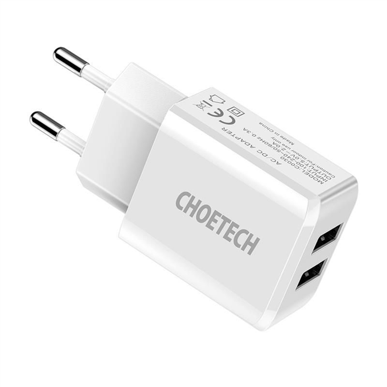 Зарядний пристрій Choetech (2USBх2A) (C0030) Білий (White) 165840 фото
