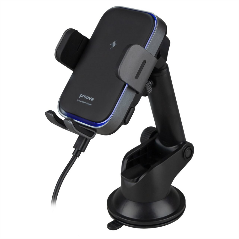 Автотримач Proove Triple Clamp Pro 15W з бездротовою зарядкою Сірий (Metal Grey) 127388 фото