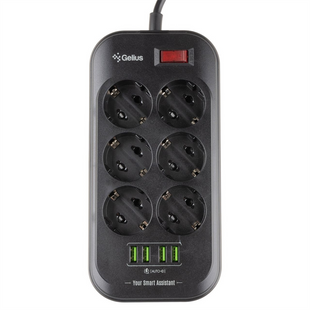 Мережевий фільтр Gelius PowerStrip U-Power GP-PS-002 (6 220V Ports/ 4 USB Ports) Чорний (Black) 109357 фото