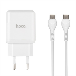 Зарядний пристрій Hoco N5 Favor Dual PD20W QC3.0 + кабель Type-C to Type-C Білий (White) 109445 фото