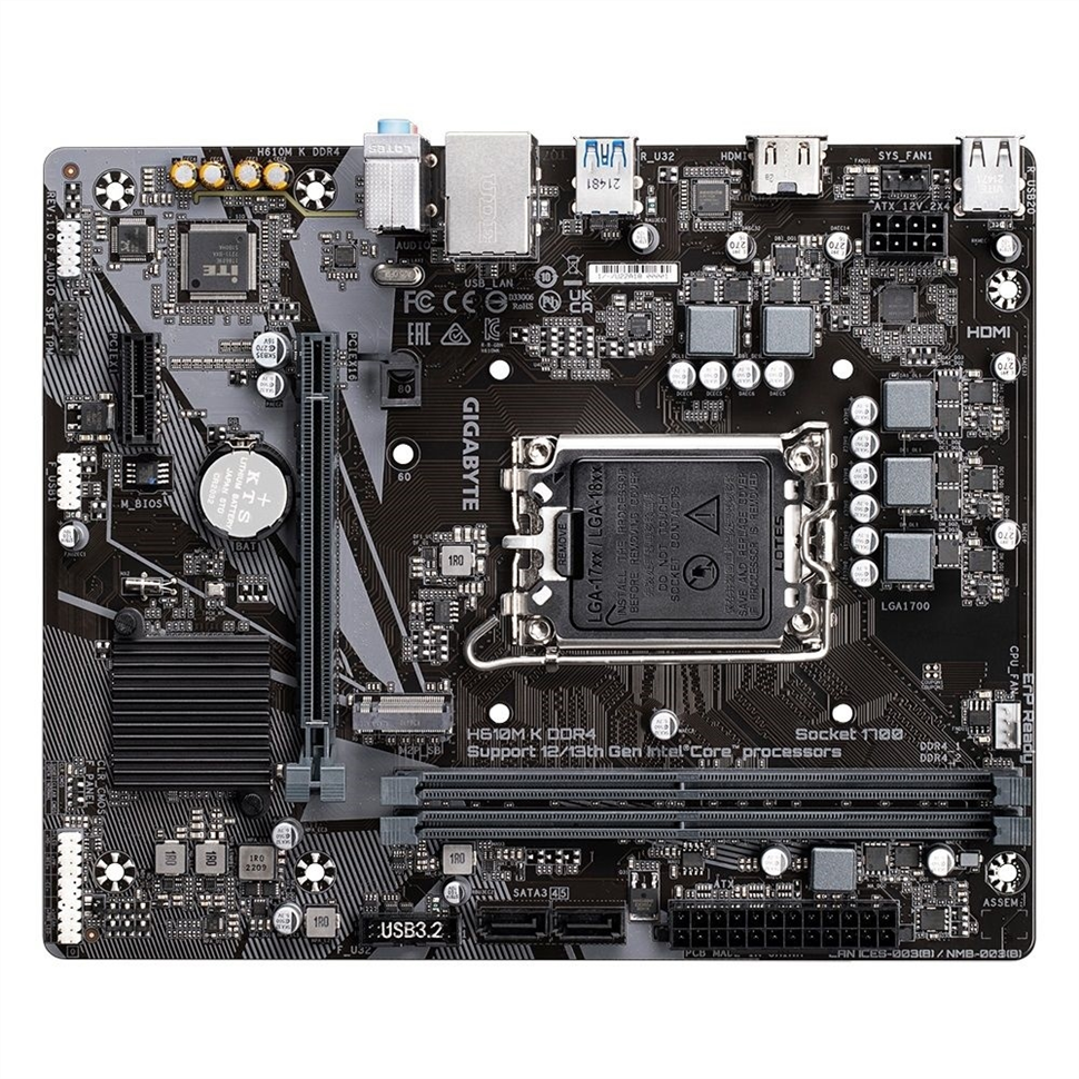 Материнська плата Gigabyte H610M K DDR4 Чорна (Black) 206786 фото