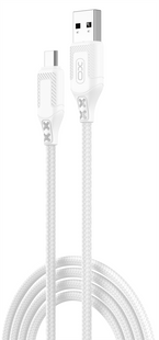 USB кабель XO NB235 Zebra Series Braided USB-A to Micro - 1м Білий (White) 167352 фото