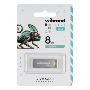 USB Флеш Wibrand Chameleon (USB 2.0) 8Gb Срібна (Silver) 126509 фото