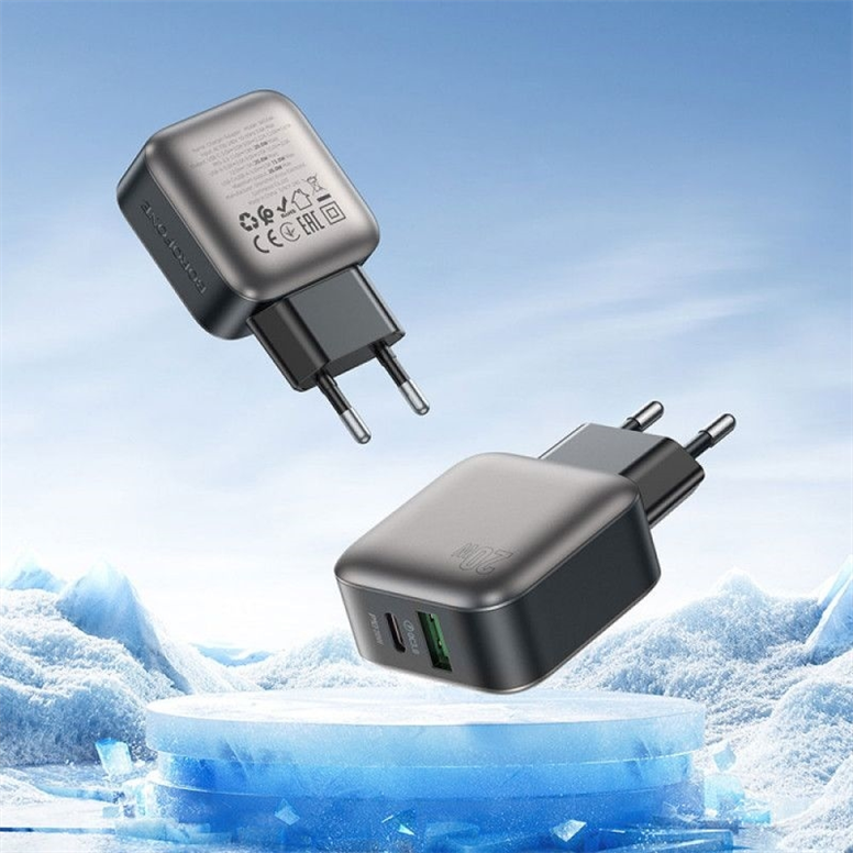 Зарядний пристрій Borofone BAS54A Absolute PD20W+QC3.0 (1USB-A/1C) Чорний (Black) 166235 фото