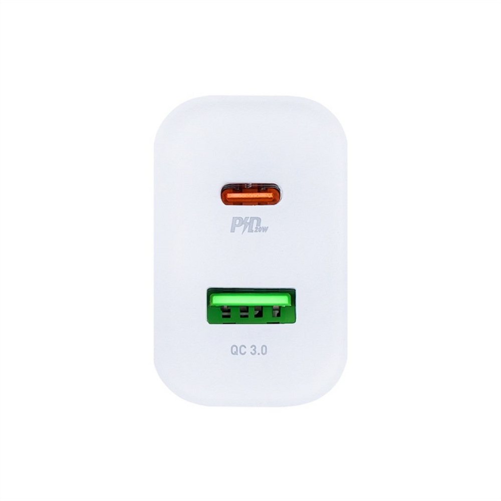 Зарядний пристрій Hoco C80A Plus (PD20W+QC3.0) + кабель Type-C to Lightning Білий (White) 140930 фото