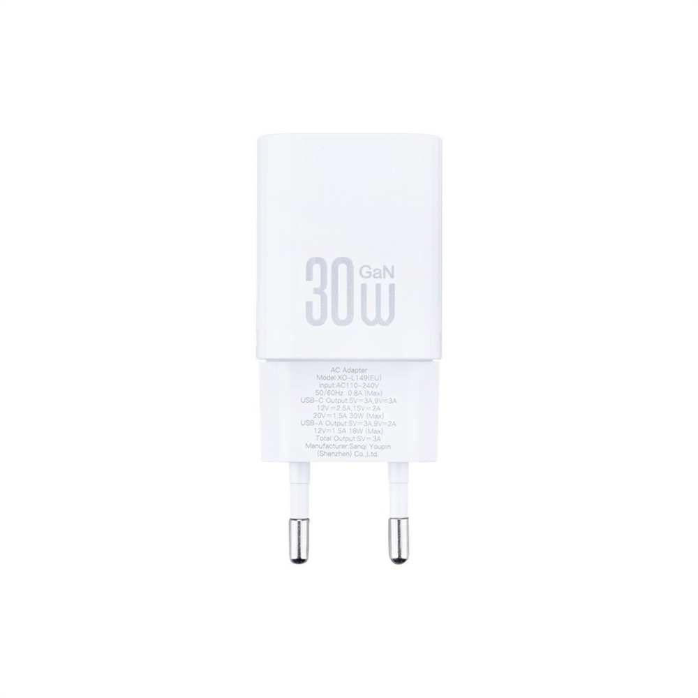 Зарядний пристрій XO L149 (USB + USB-C) 30W Білий (White) 141222 фото