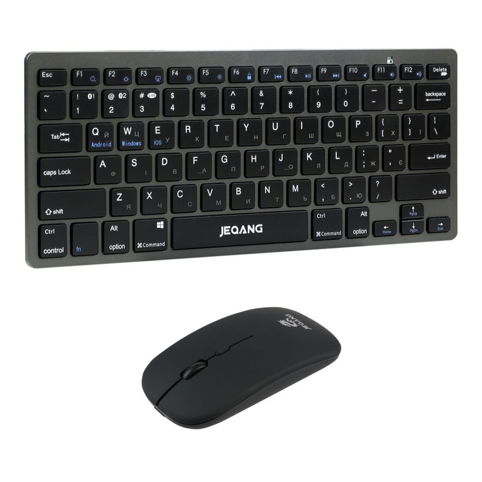 Клавіатура бездротова (2.4G+Bluetooth) Jeqang JB-326 dual-mode + миша Сіра (Grey) 170033 фото