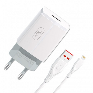 Зарядний пристрій SkyDolphin SC06L (1USBx2.4A) (MZP-000178) + кабель Lightning Білий (White) 165805 фото