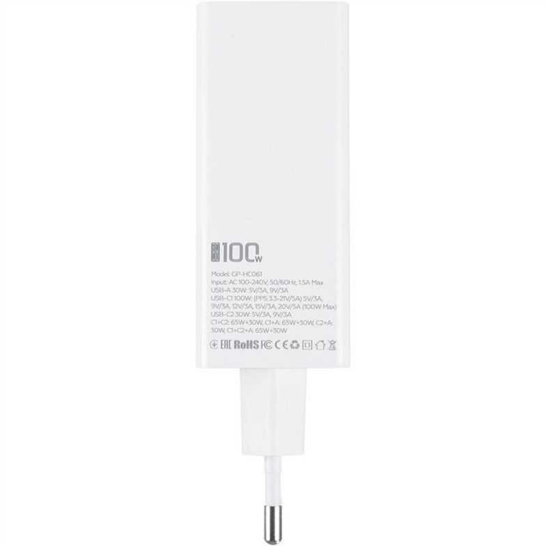 Зарядний пристрій Gelius Nimble GaN GP-HC061 (USB + 2 USB-C) 100W Білий (White) 142241 фото